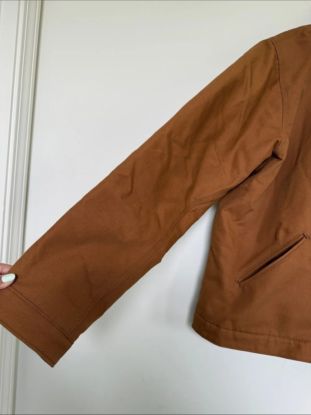 Carhartt Men's Tan Jacket with Dark Brown Corduroy Collar
